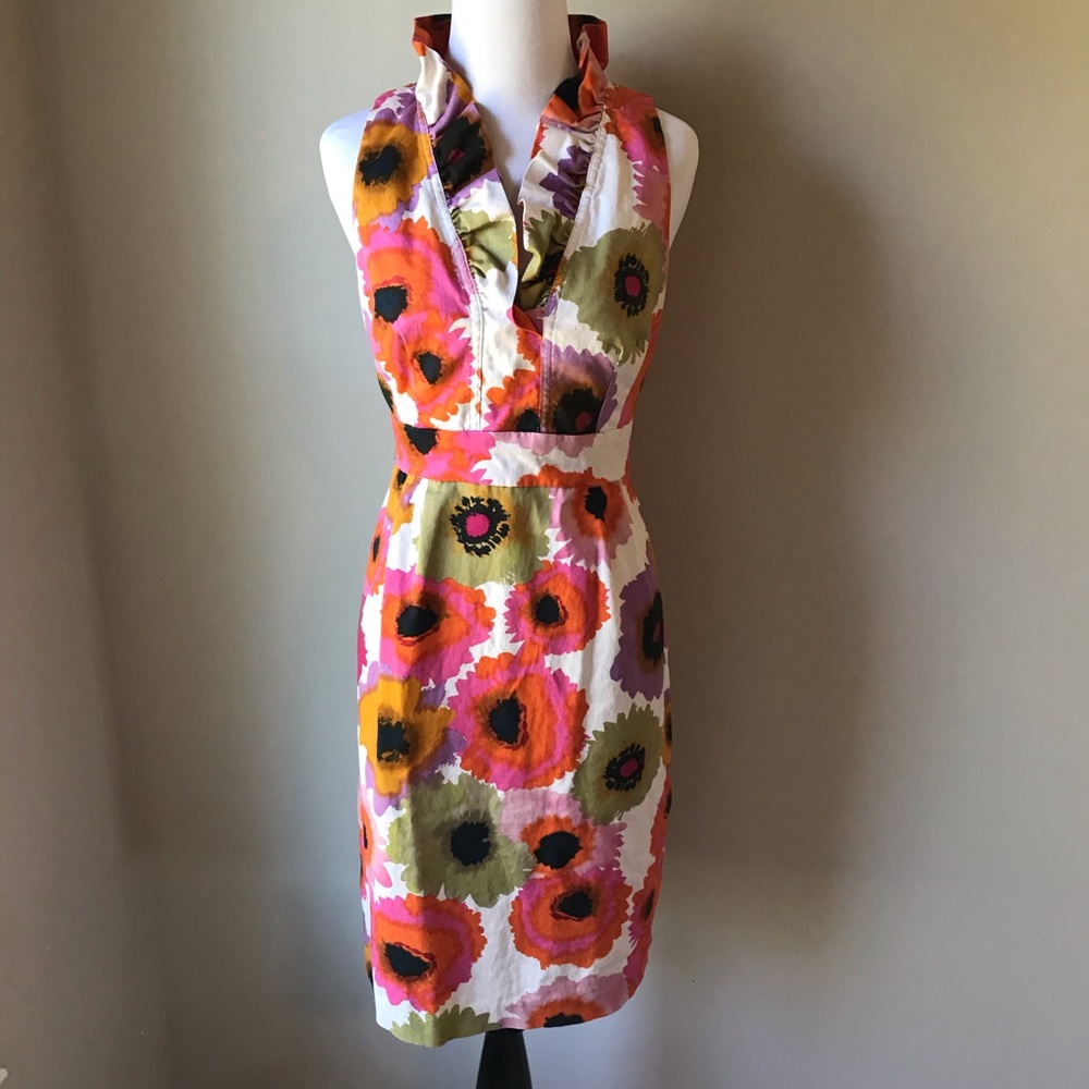 Sleeveless colorful Floral Dress ruffle neck 10